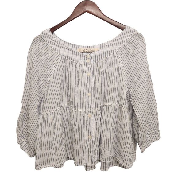 Free People We The Free Sea to Shore Stripe Top Medium Blue - Picture 2 of 9